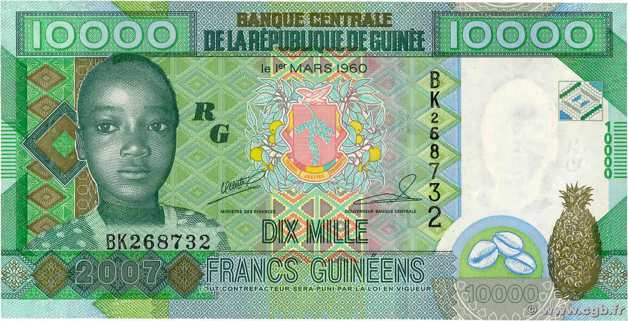 10000 Francs Commémoratif GUINÉE  2010  TTB+