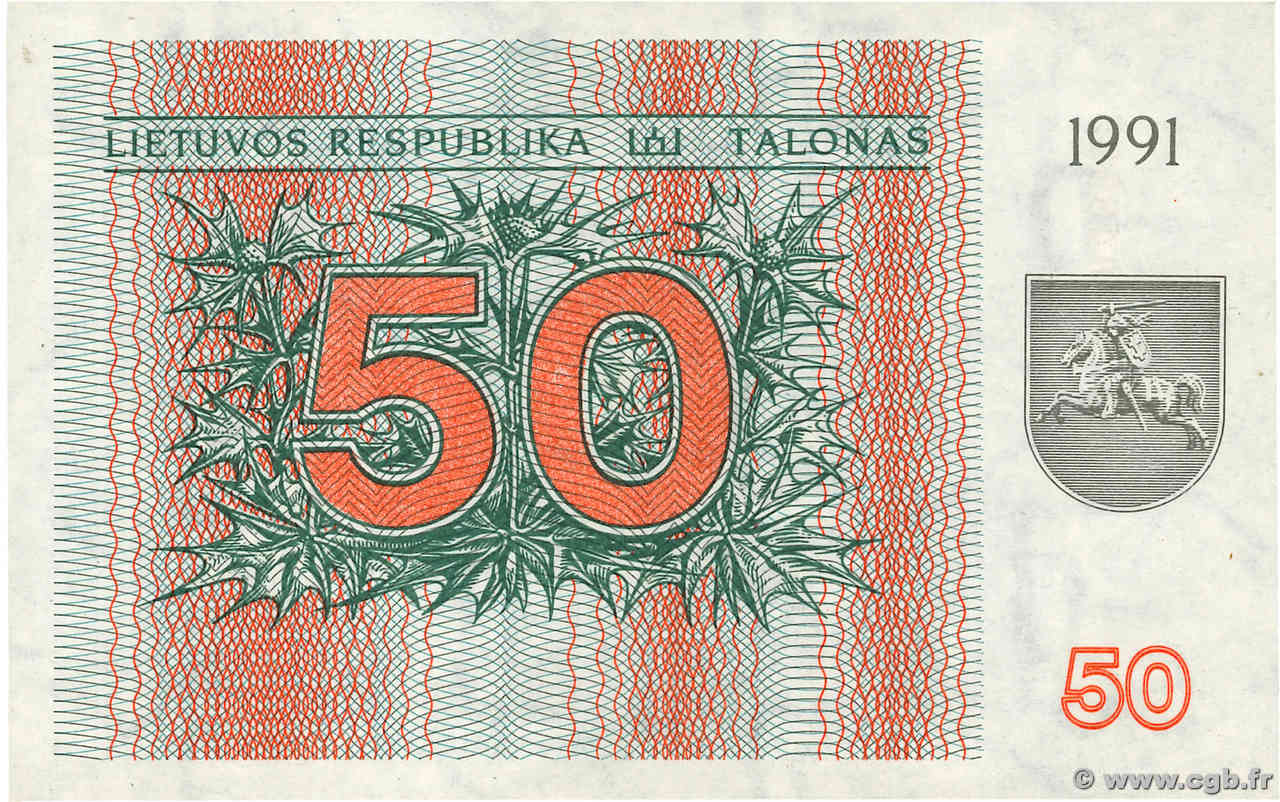 50 Talonas LITUANIE  1991 P.37a SPL+