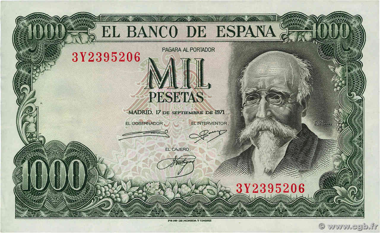 1000 Pesetas SPANIEN  1971 P.154 VZ+