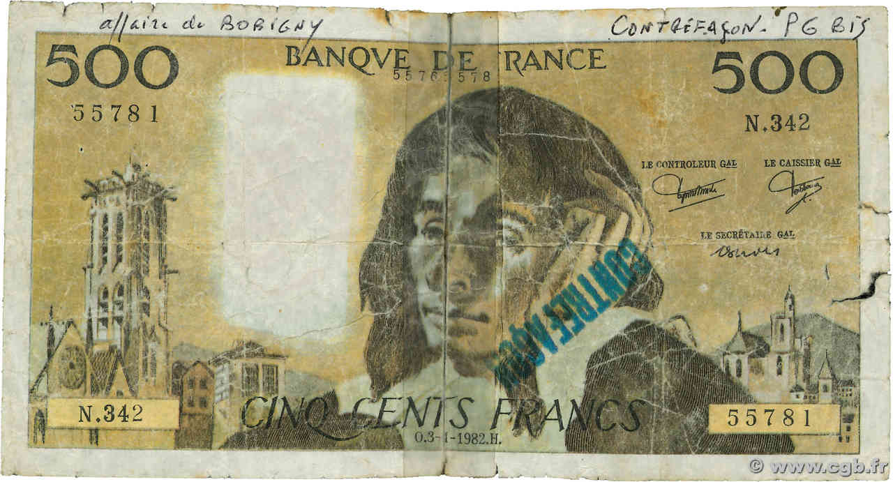 500 Francs PASCAL Faux FRANKREICH  1991 F.71.46x SGE