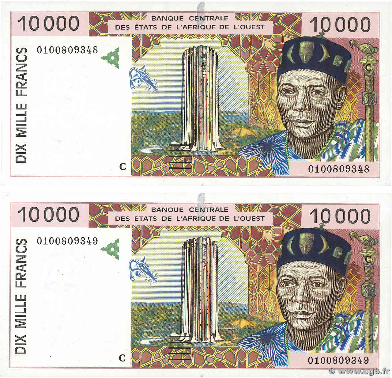 10000 Francs Faux WEST AFRICAN STATES  2001 P.314Cj UNC-