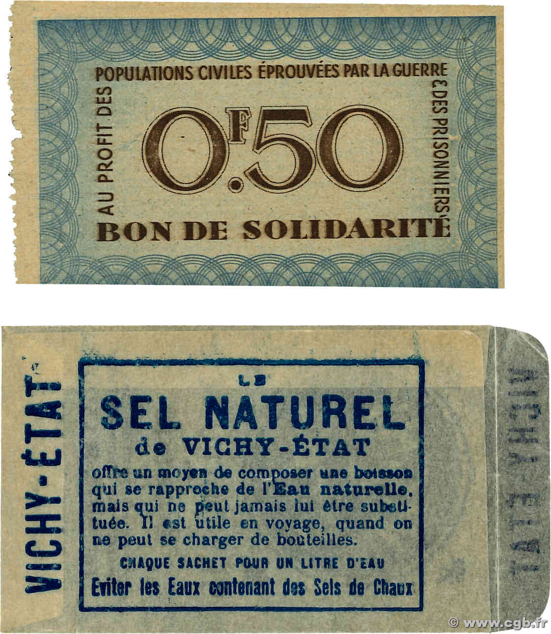 50 Centimes BON DE SOLIDARITÉ Publicitaire FRANCE regionalism and various  1941 KL.01A UNC