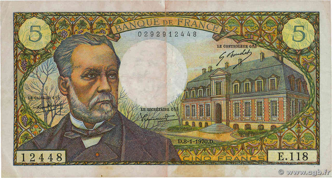 5 Francs PASTEUR FRANKREICH  1970 F.61.12 SS