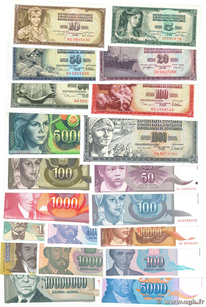 Lot de 27 billets  Lot YUGOSLAVIA  1968 P.LOT UNC-