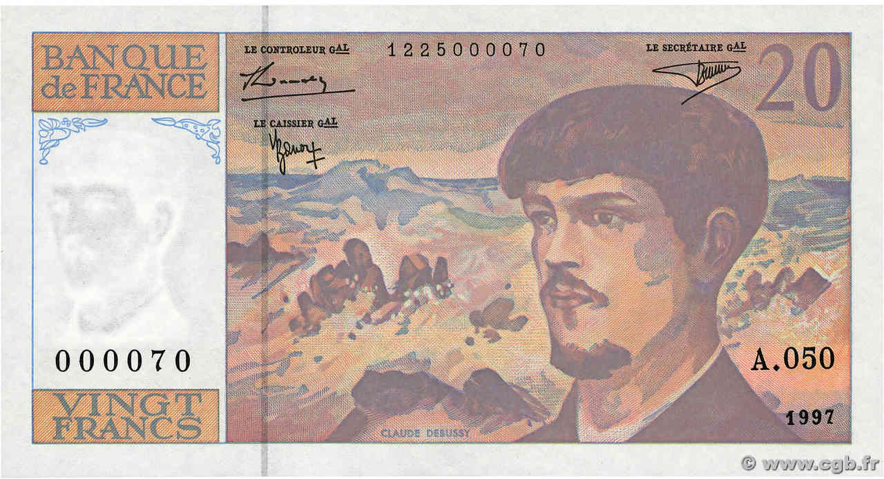 20 Francs DEBUSSY Modifié Numéro spécial FRANKREICH  1997 F.66ter.02A50 ST