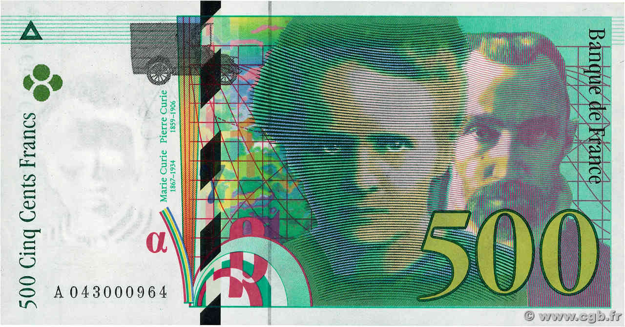 500 Francs PIERRE ET MARIE CURIE Petit numéro FRANCE  2000 F.76.05 UNC