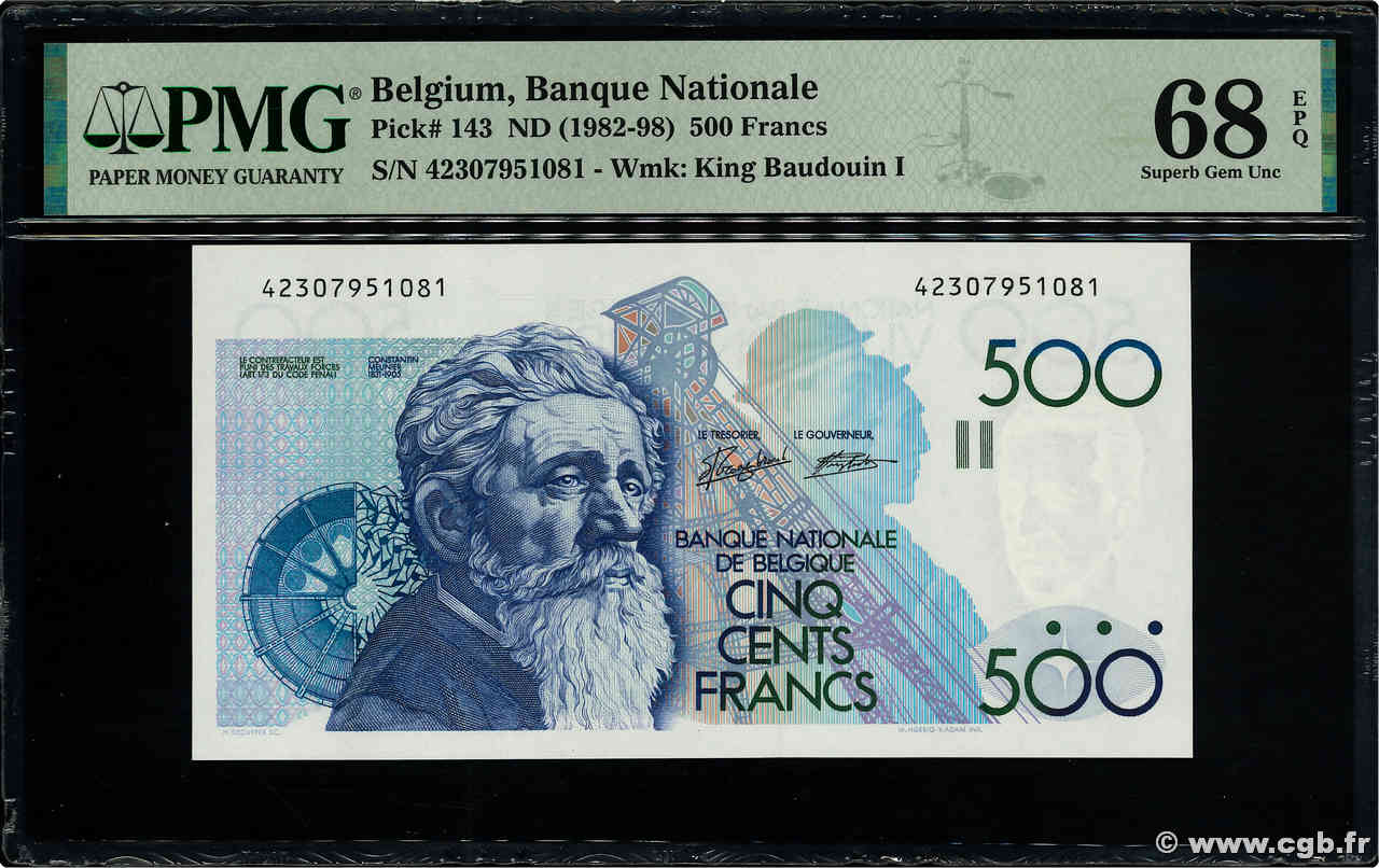 500 Francs BELGIUM  1982 P.143a UNC