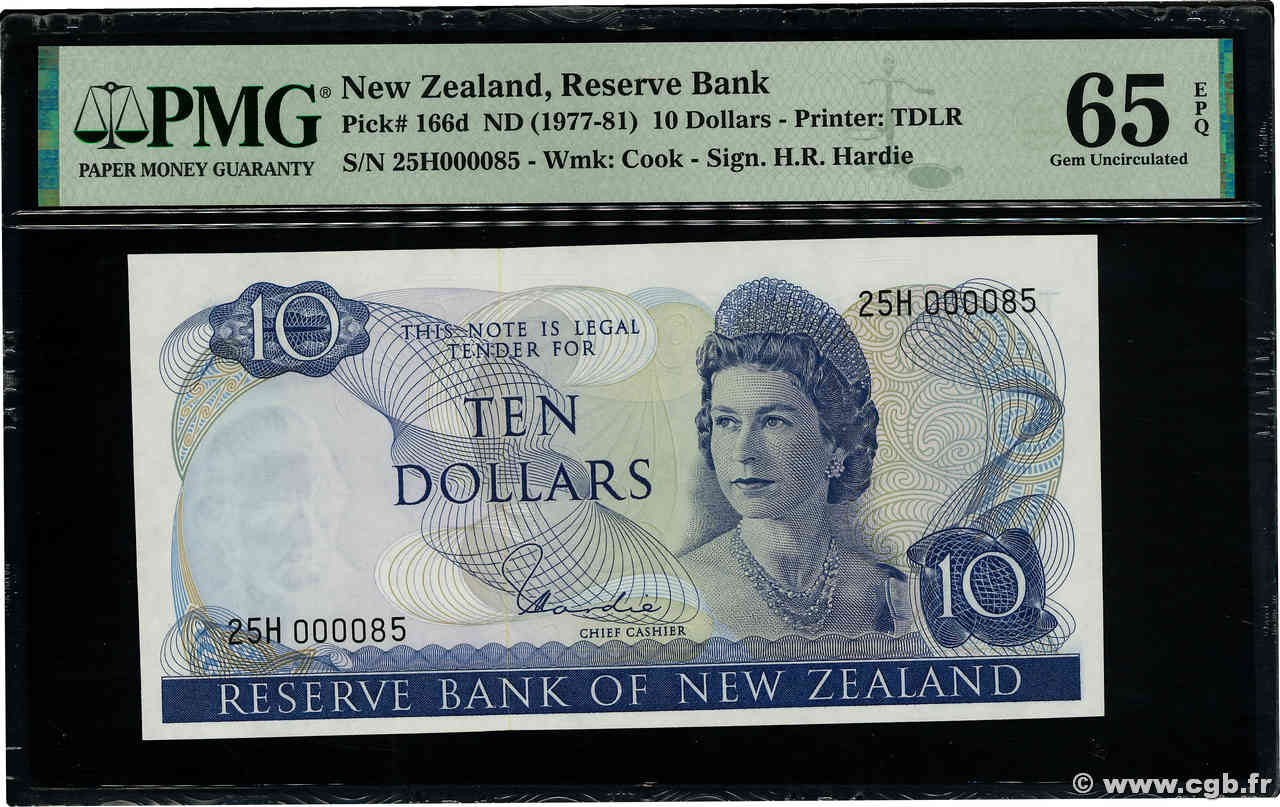 10 Dollars Petit numéro NOUVELLE-ZÉLANDE  1975 P.166d NEUF