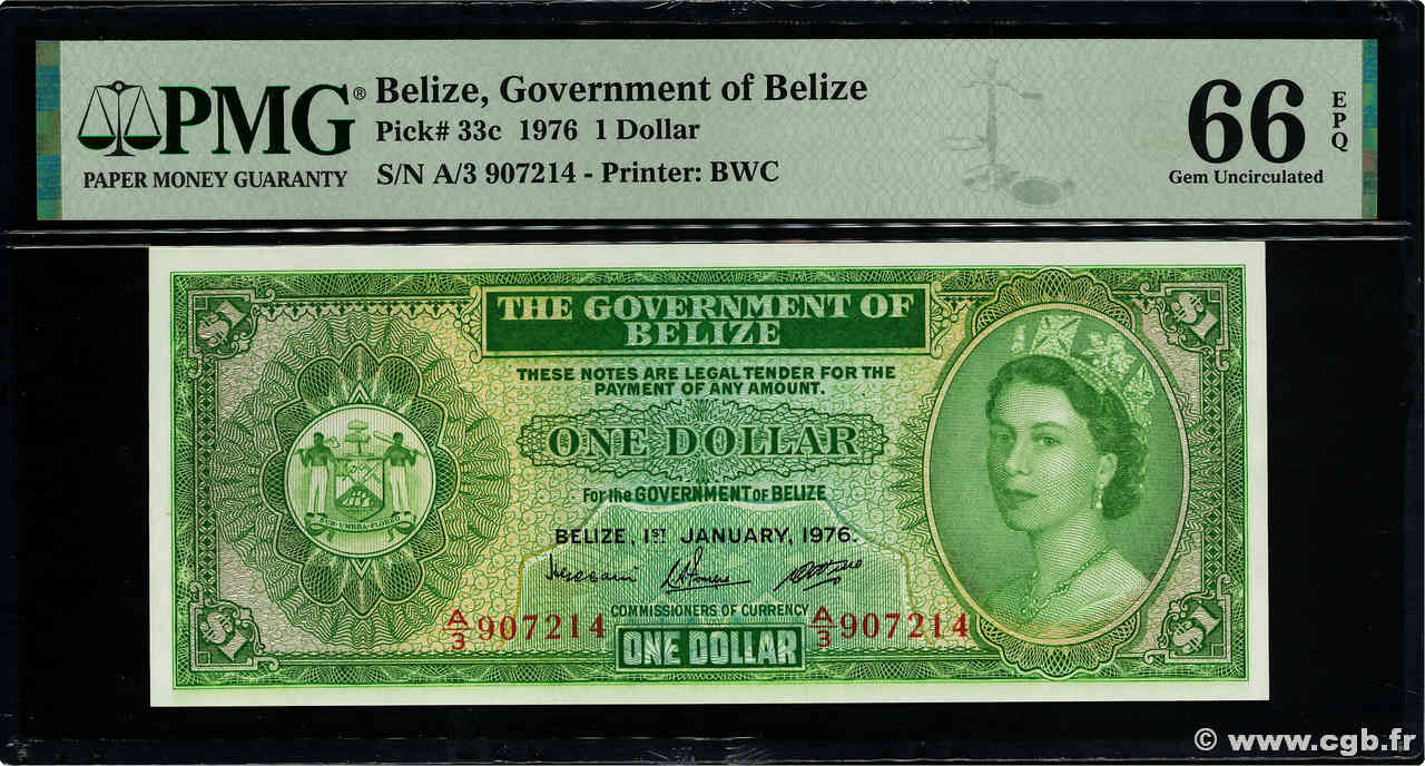 1 Dollar BELIZE  1976 P.33c FDC