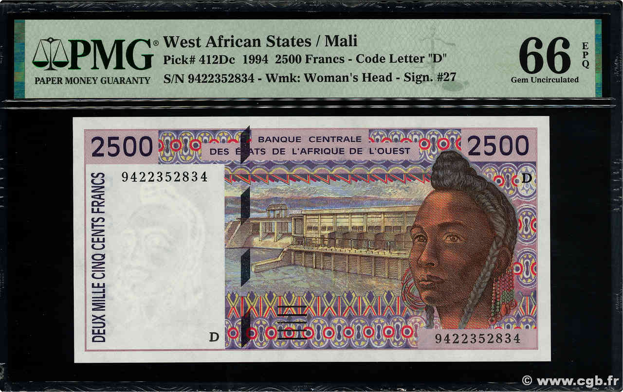 2500 Francs ÉTATS DE L AFRIQUE DE L OUEST  1994 P.412Dc NEUF