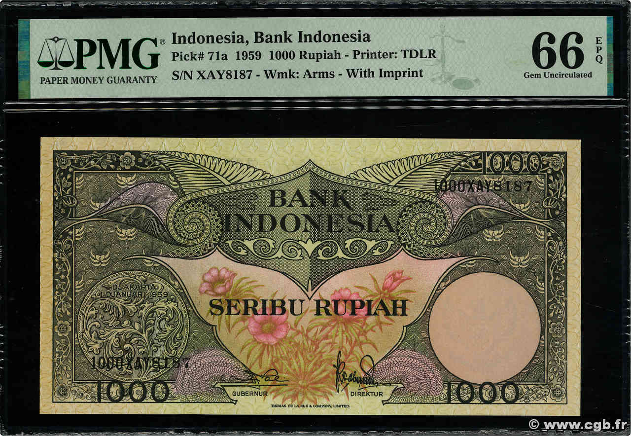 1000 Rupiah INDONESIA  1959 P.071a FDC