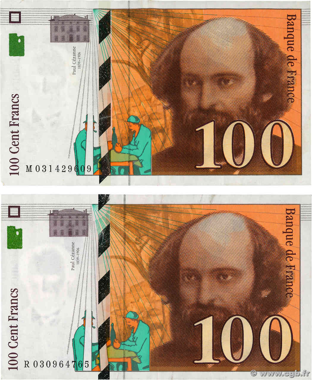 100 Francs CÉZANNE Lot FRANCE  1997 F.74.01 VF