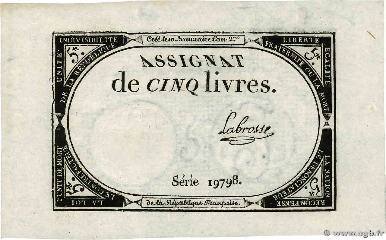 5 Livres FRANCE  1793 Ass.46a pr.NEUF