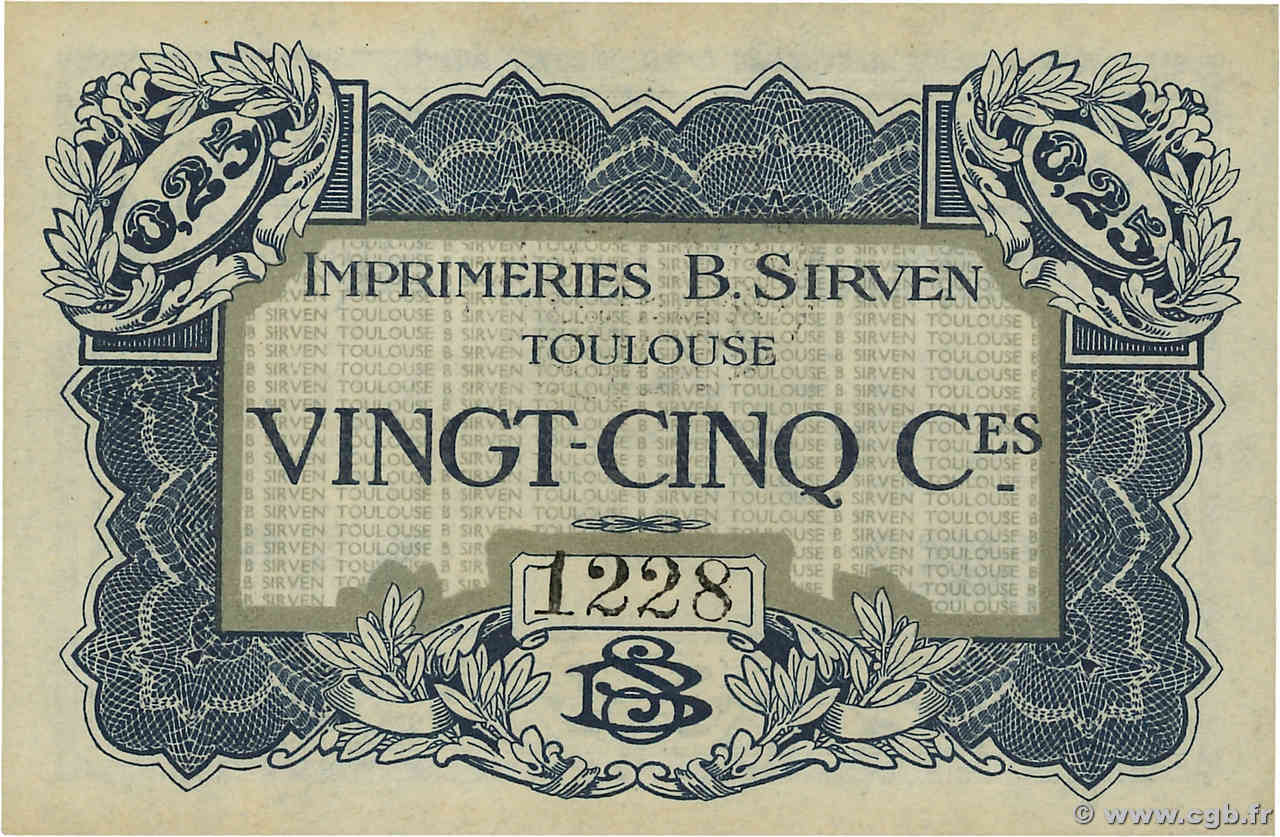 25 Centimes FRANCE régionalisme et divers Toulouse 1914 JP.31-186 NEUF
