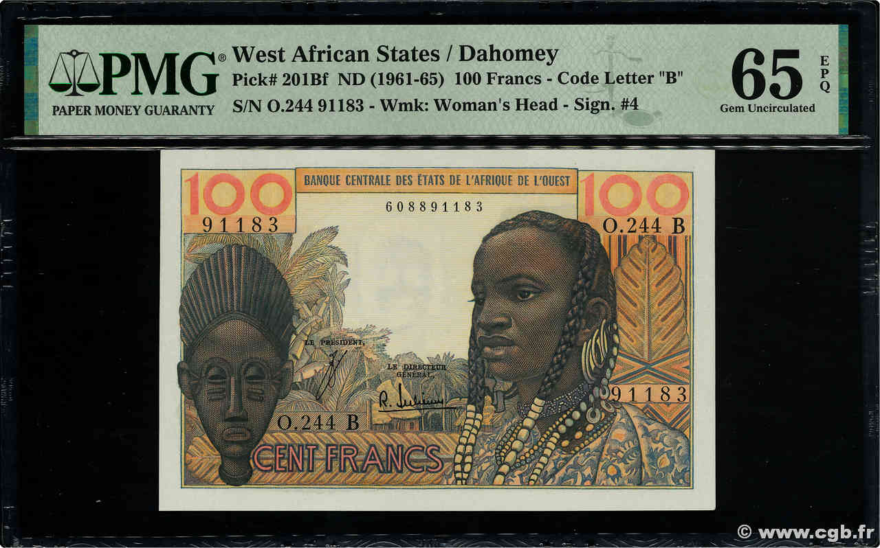 100 Francs ÉTATS DE L AFRIQUE DE L OUEST  1965 P.201Bf NEUF