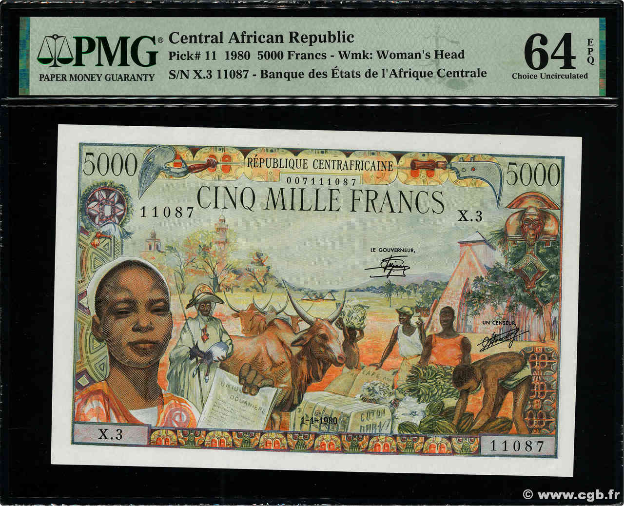 5000 Francs CENTRAL AFRICAN REPUBLIC  1980 P.11 UNC-