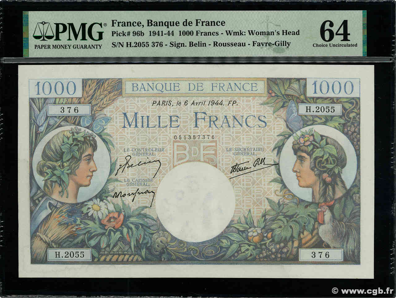 1000 Francs COMMERCE ET INDUSTRIE FRANCIA  1944 F.39.05 SC+