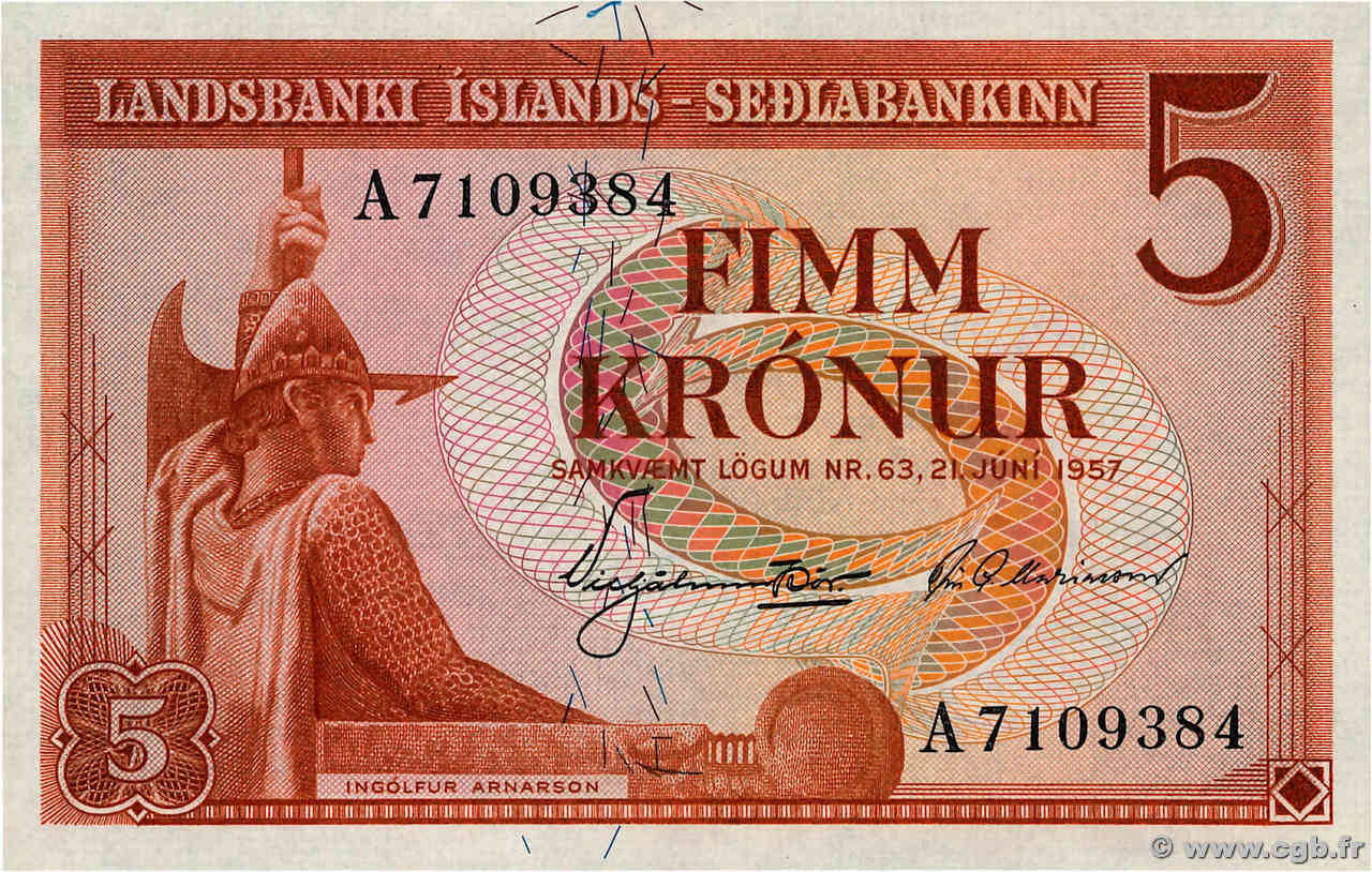 5 Kronur ISLANDE  1957 P.37a NEUF