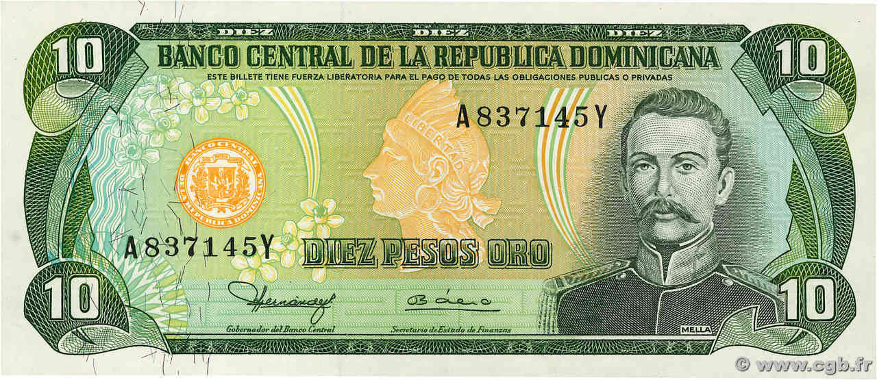 10 Pesos Oro RÉPUBLIQUE DOMINICAINE  1980 P.119b fST+