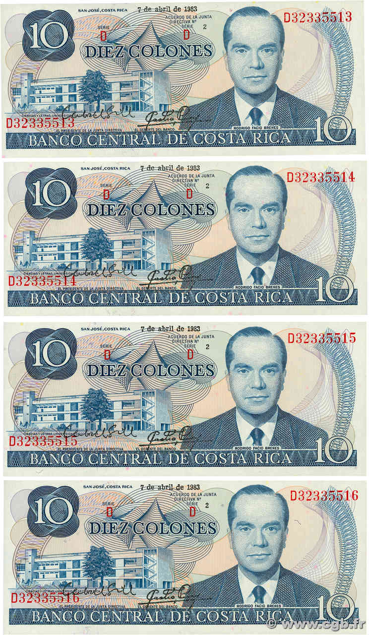 10 Colones Consécutifs COSTA RICA  1983 P.237b NEUF