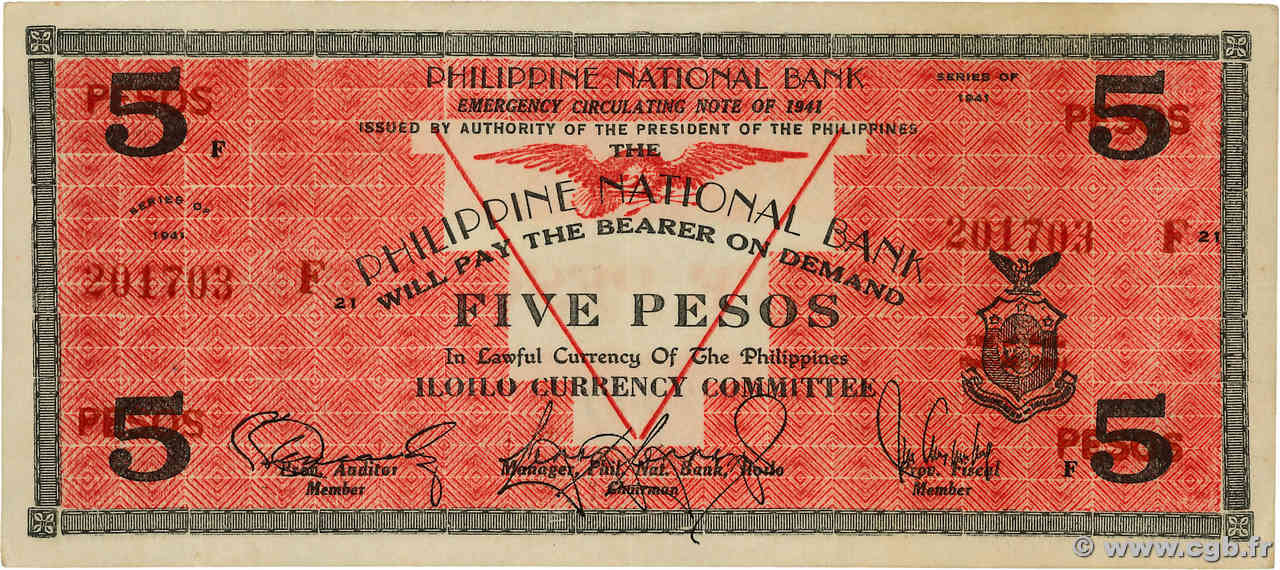 5 Pesos PHILIPPINES  1941 PS.307A TTB+