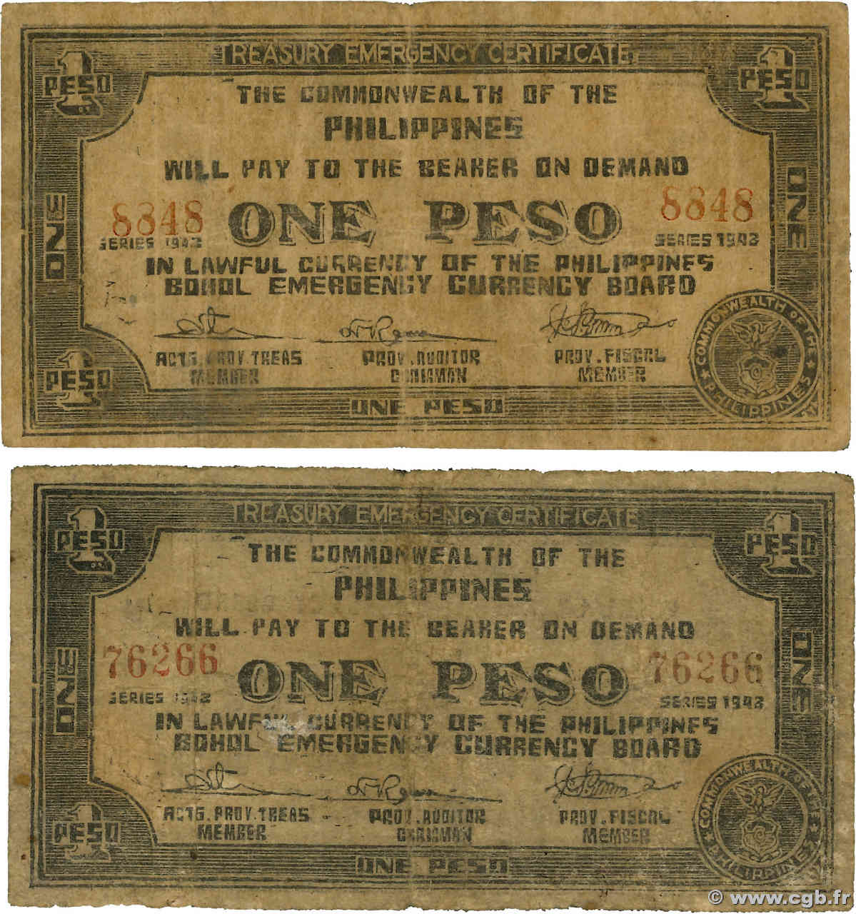1 Peso Lot PHILIPPINES  1942 PS.138 G
