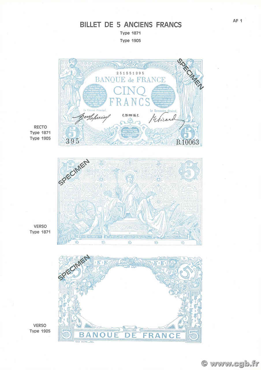 5 Francs BLEU Planche FRANKREICH  1975 F.02pl fST+