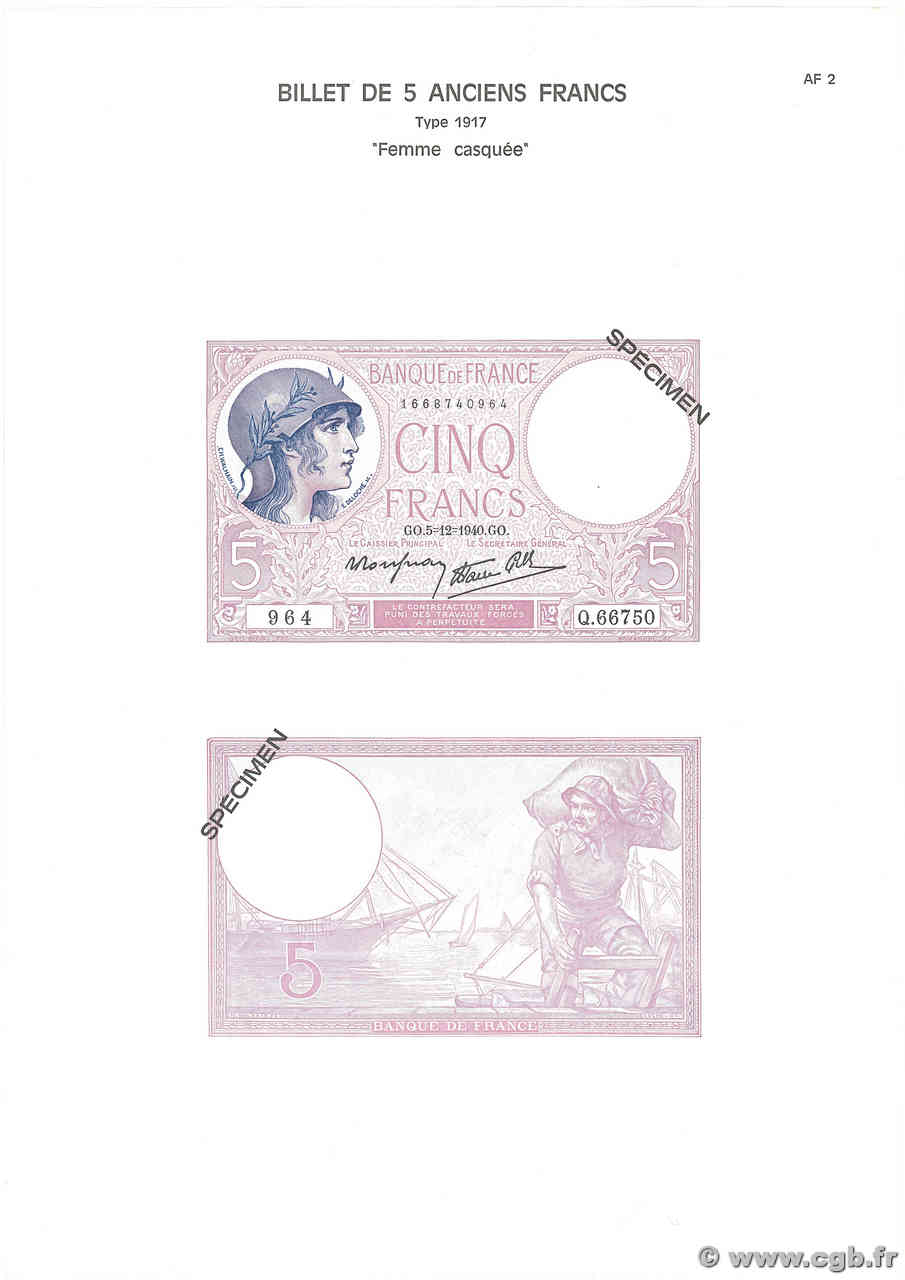 5 Francs FEMME CASQUÉE Planche FRANCE  1975 F.03pl pr.NEUF