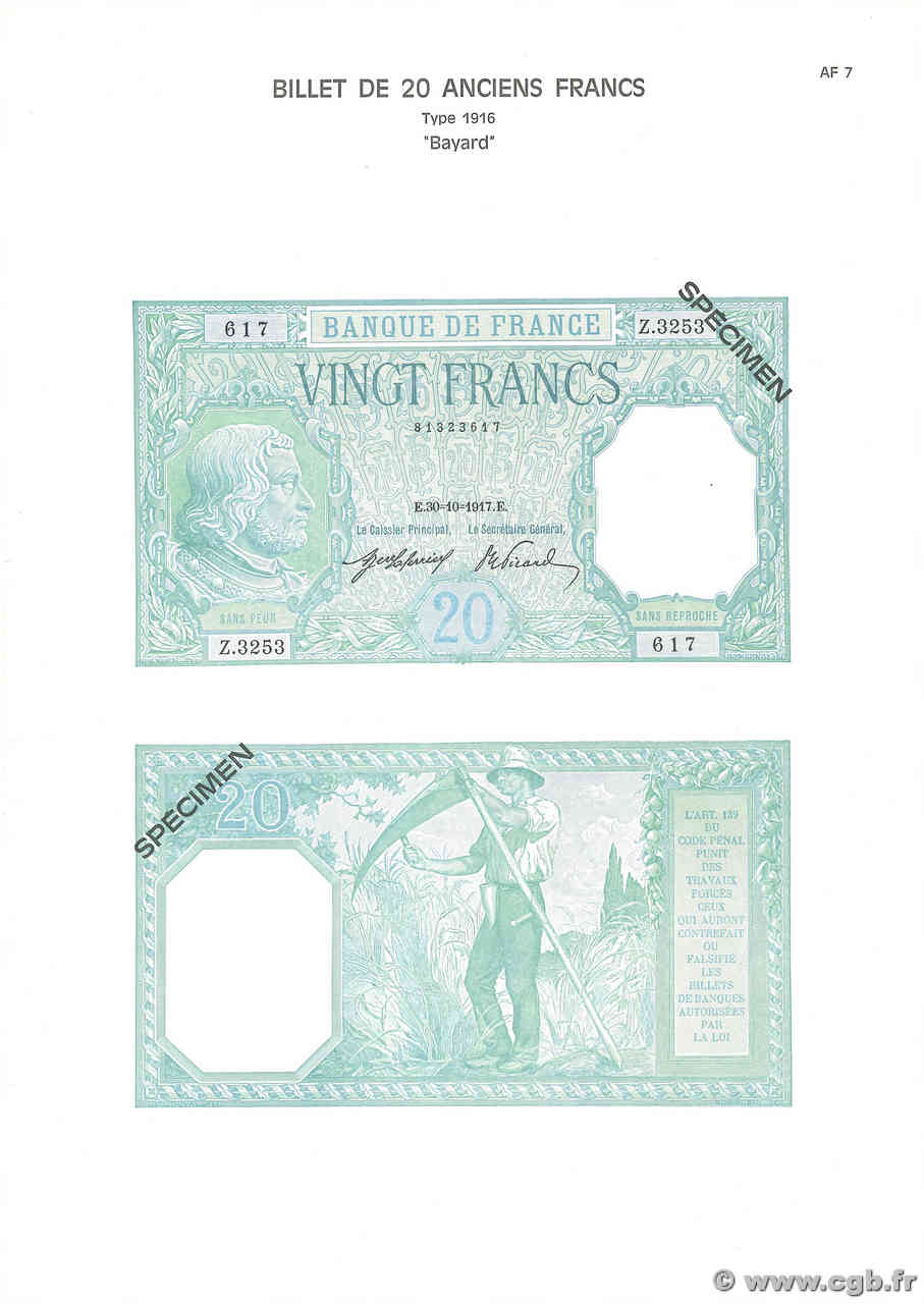 20 Francs BAYARD Planche FRANCIA  1975 F.11pl SC+