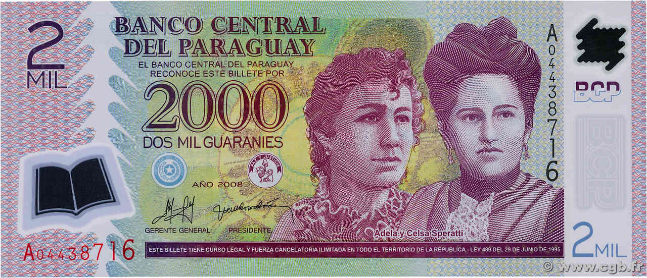 2000 Guaranies PARAGUAY  2008 P.228a NEUF