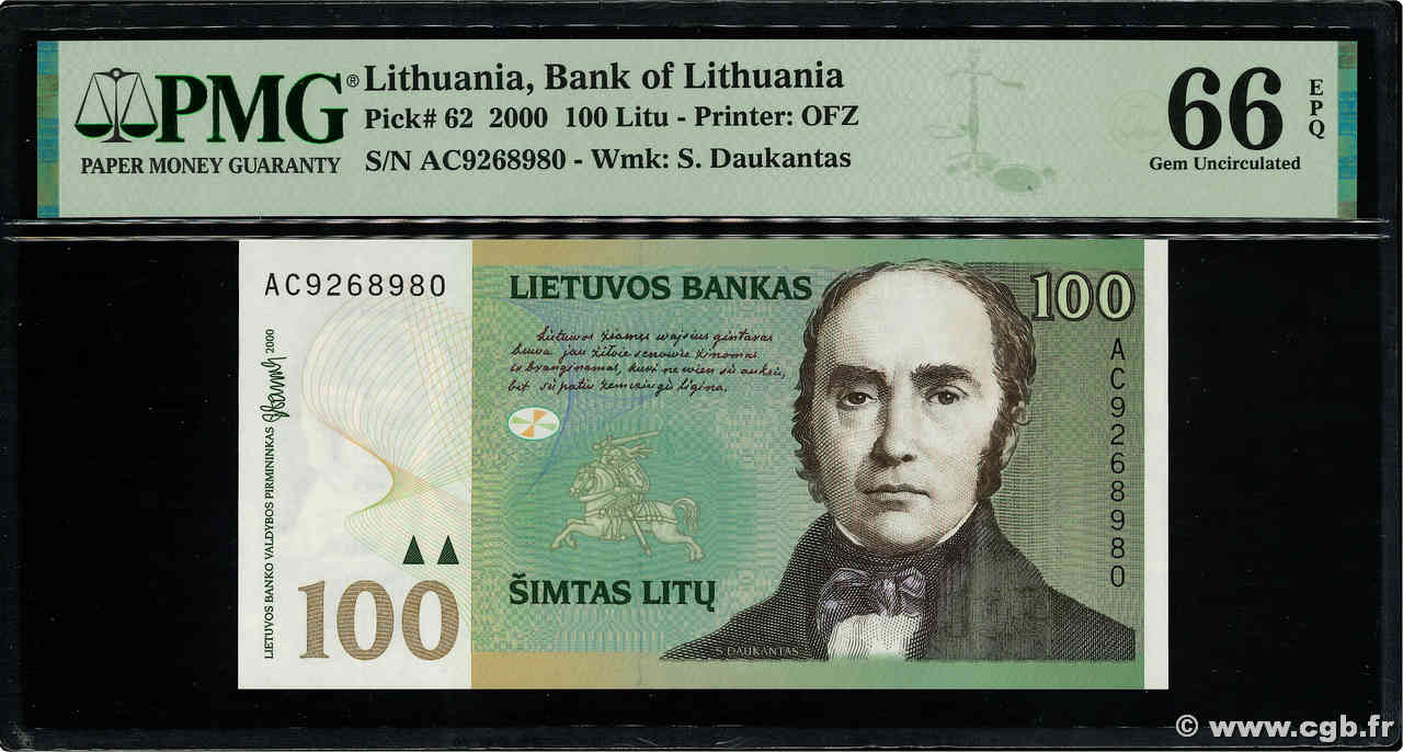 100 Litu LITHUANIA  2000 P.62 UNC