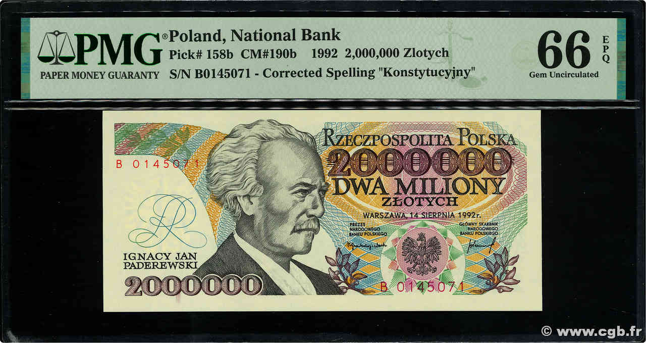 2000000 Zlotych POLAND  1992 P.158b UNC