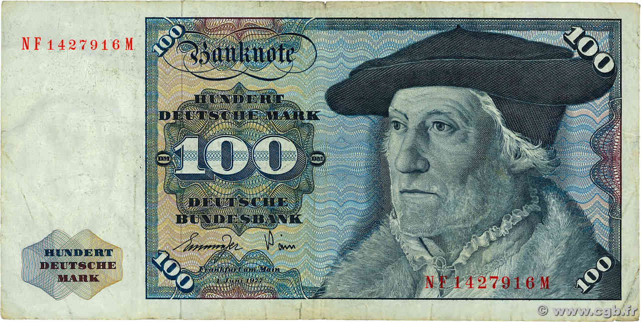 100 Deutsche Mark ALLEMAGNE FÉDÉRALE  1977 P.34b TB