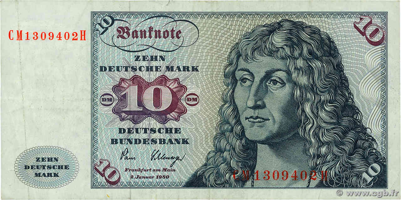 10 Deutsche Mark ALLEMAGNE FÉDÉRALE  1980 P.31 TB+