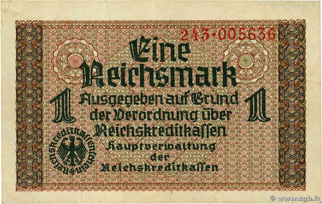 1 Reichsmark ALLEMAGNE  1940 P.R136a TTB