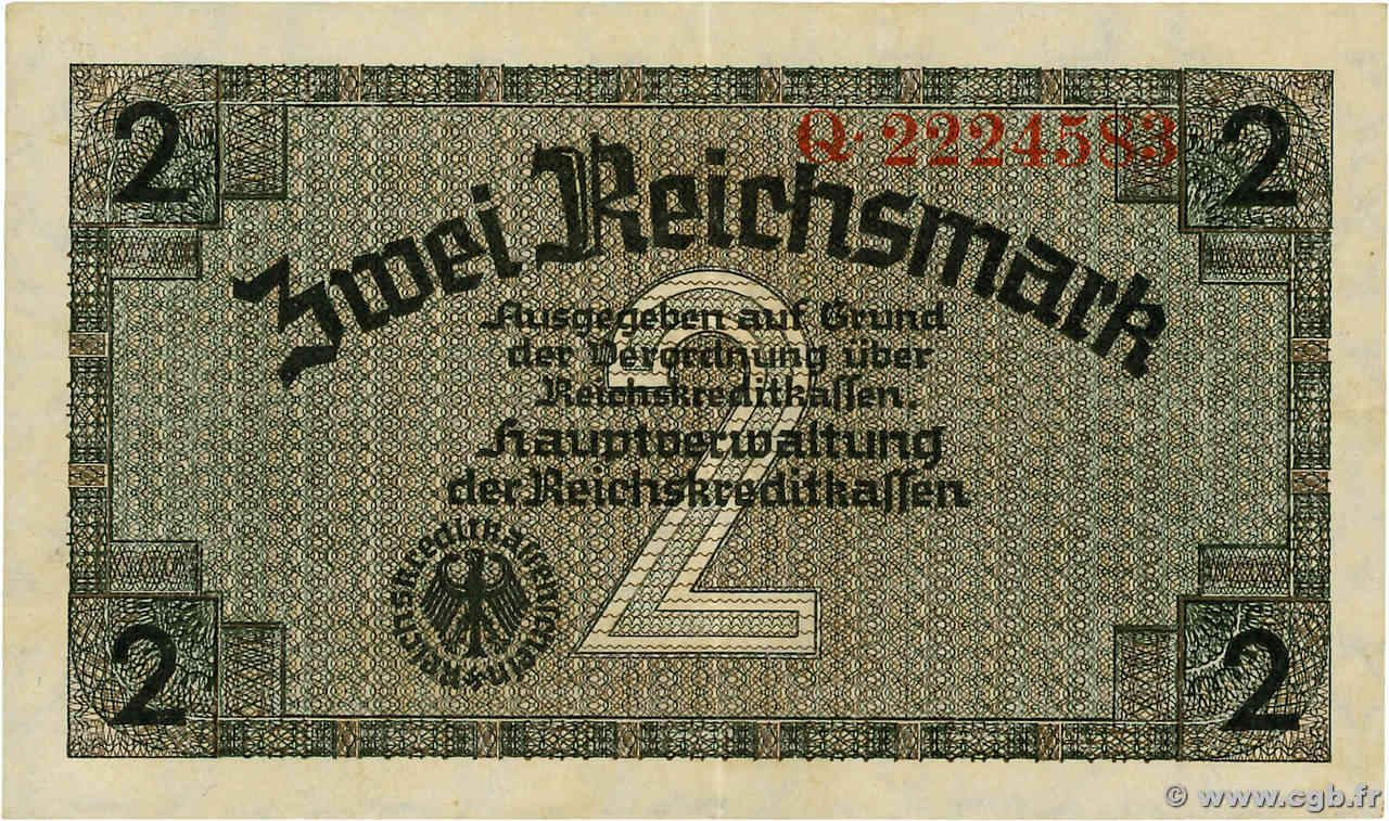2 Reichsmark ALLEMAGNE  1940 P.R137a TTB+