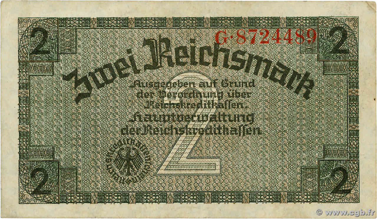 2 Reichsmark ALLEMAGNE  1940 P.R137a pr.TTB