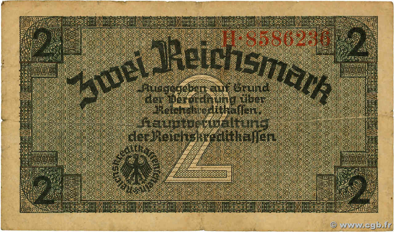 2 Reichsmark DEUTSCHLAND  1940 P.R137a S