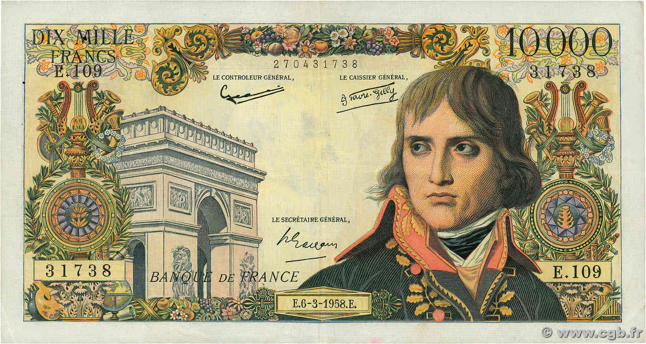 10000 Francs BONAPARTE FRANCE  1958 F.51.11 TTB