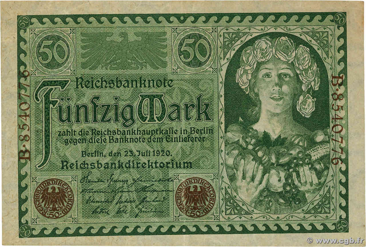 50 Mark  ALLEMAGNE  1920 P.068 TTB