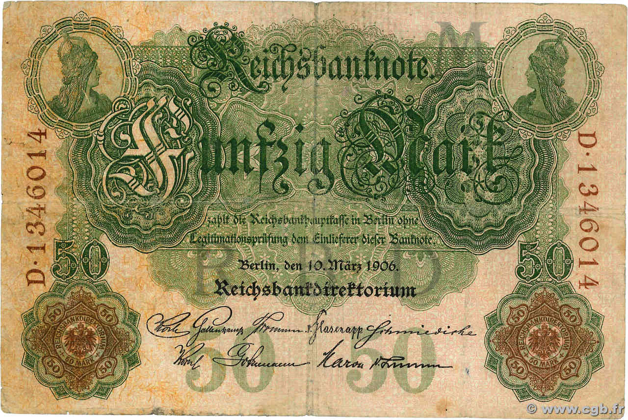 50 Mark ALLEMAGNE  1906 P.026b B+