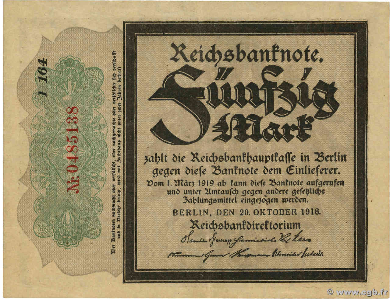 50 Mark ALLEMAGNE  1918 P.064b TTB