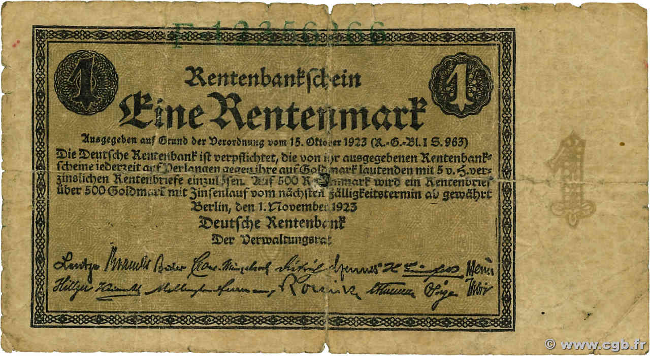 1 Rentenmark ALLEMAGNE  1923 P.161 B