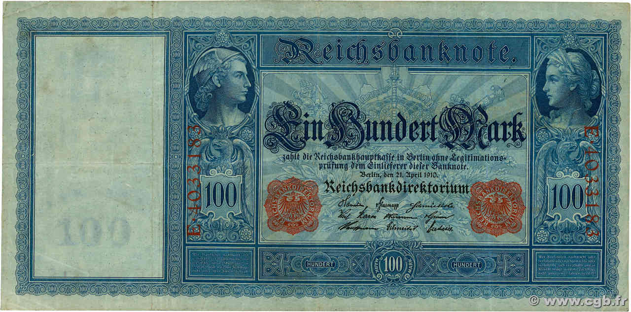 100 Mark DEUTSCHLAND  1910 P.042 S