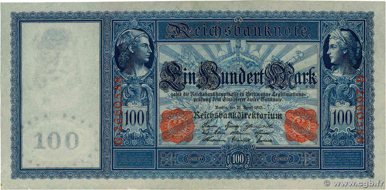 100 Mark GERMANY  1910 P.042 VF+