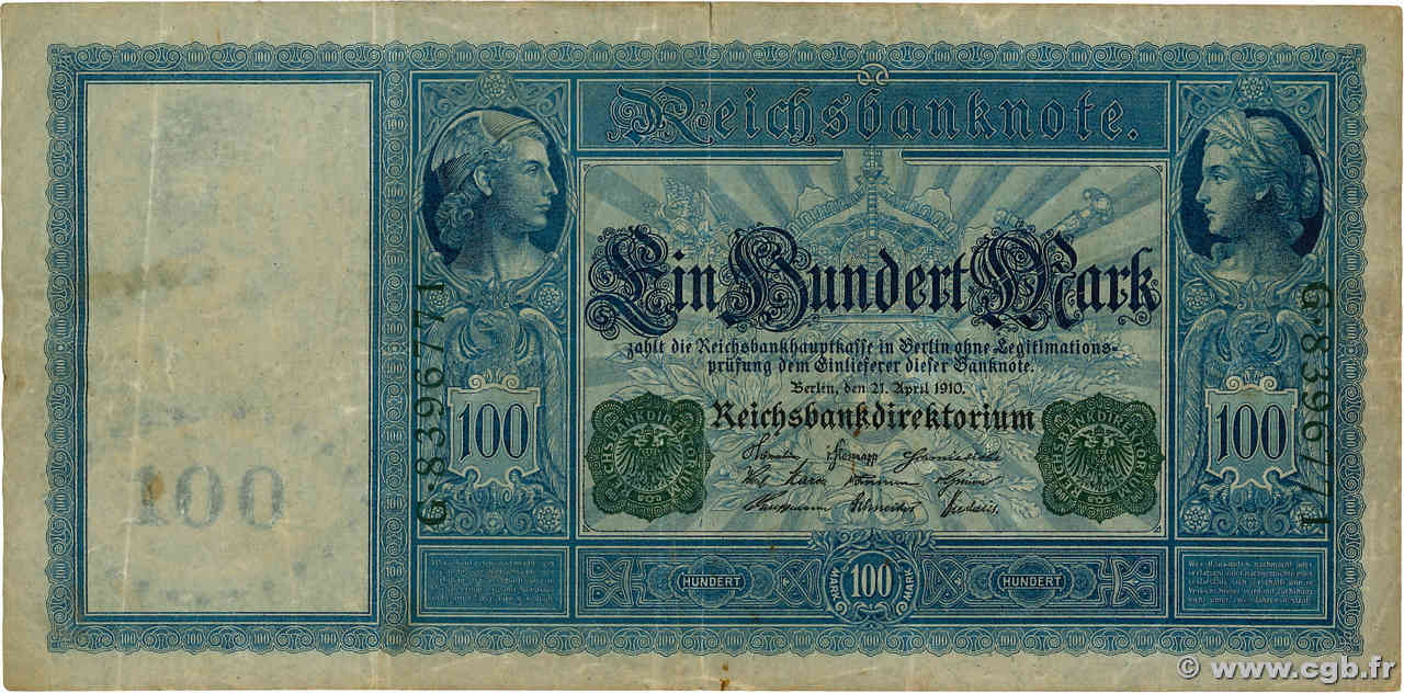 100 Mark ALLEMAGNE  1910 P.043 TB
