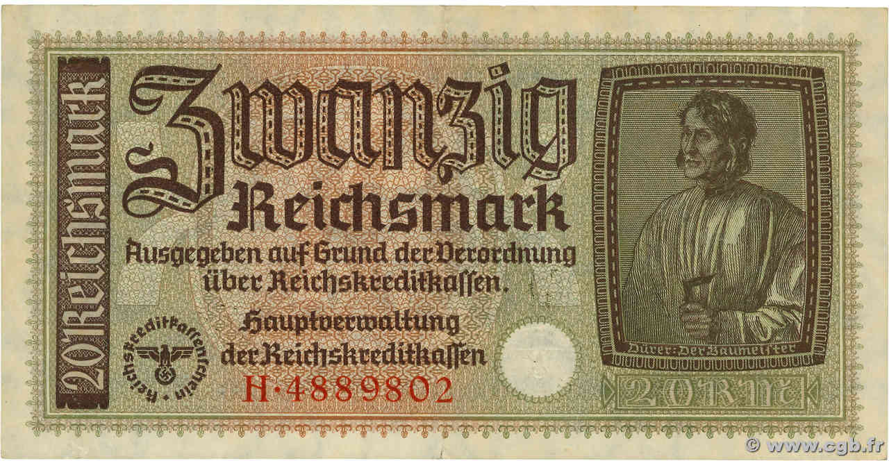 20 Reichsmark ALLEMAGNE  1940 P.R139 TTB+
