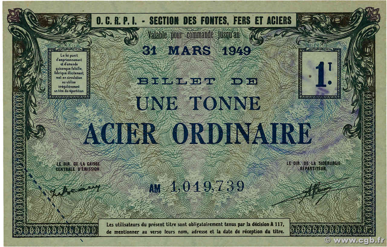 1 Kilo Acier ordinaire FRANCE régionalisme et divers  1949  NEUF