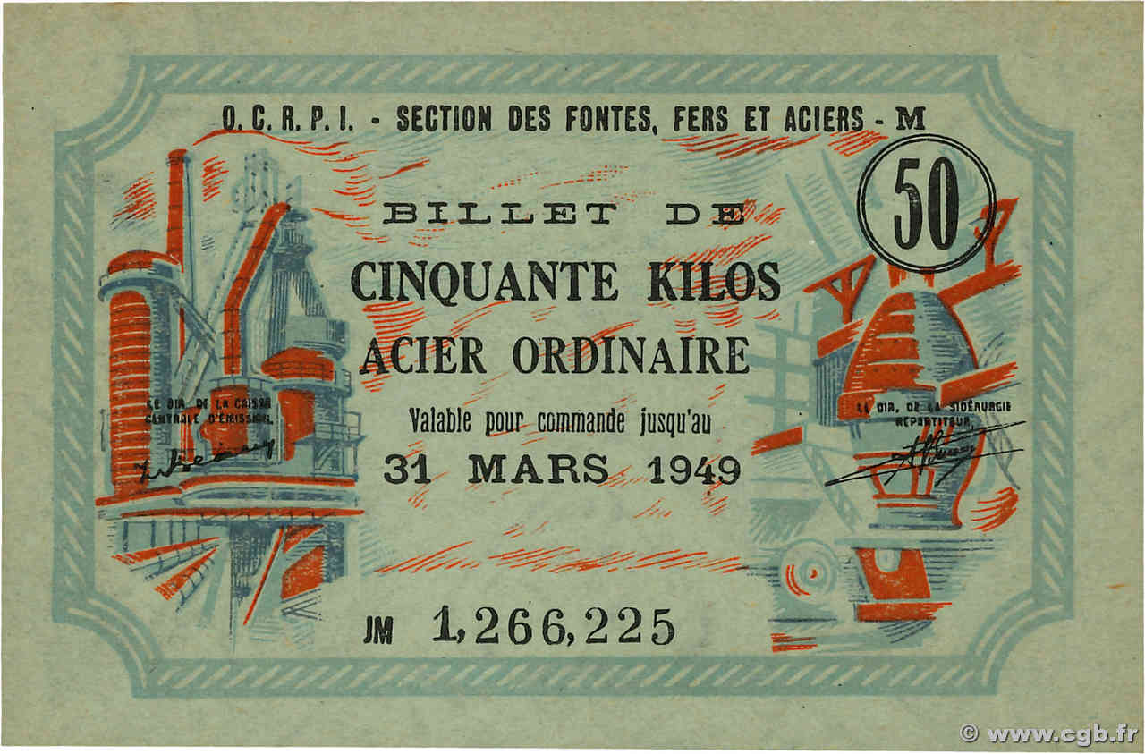 50 Kilos FRANCE régionalisme et divers  1949 P.- pr.NEUF