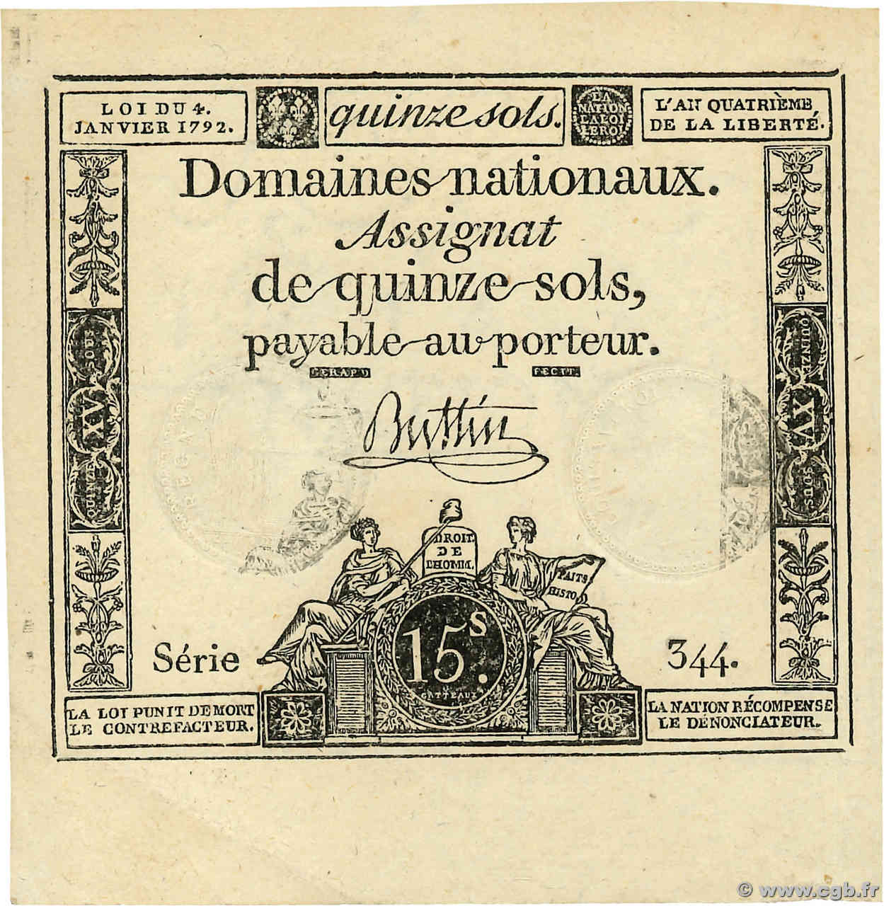 15 Sols FRANCE  1792 Ass.24a SPL+